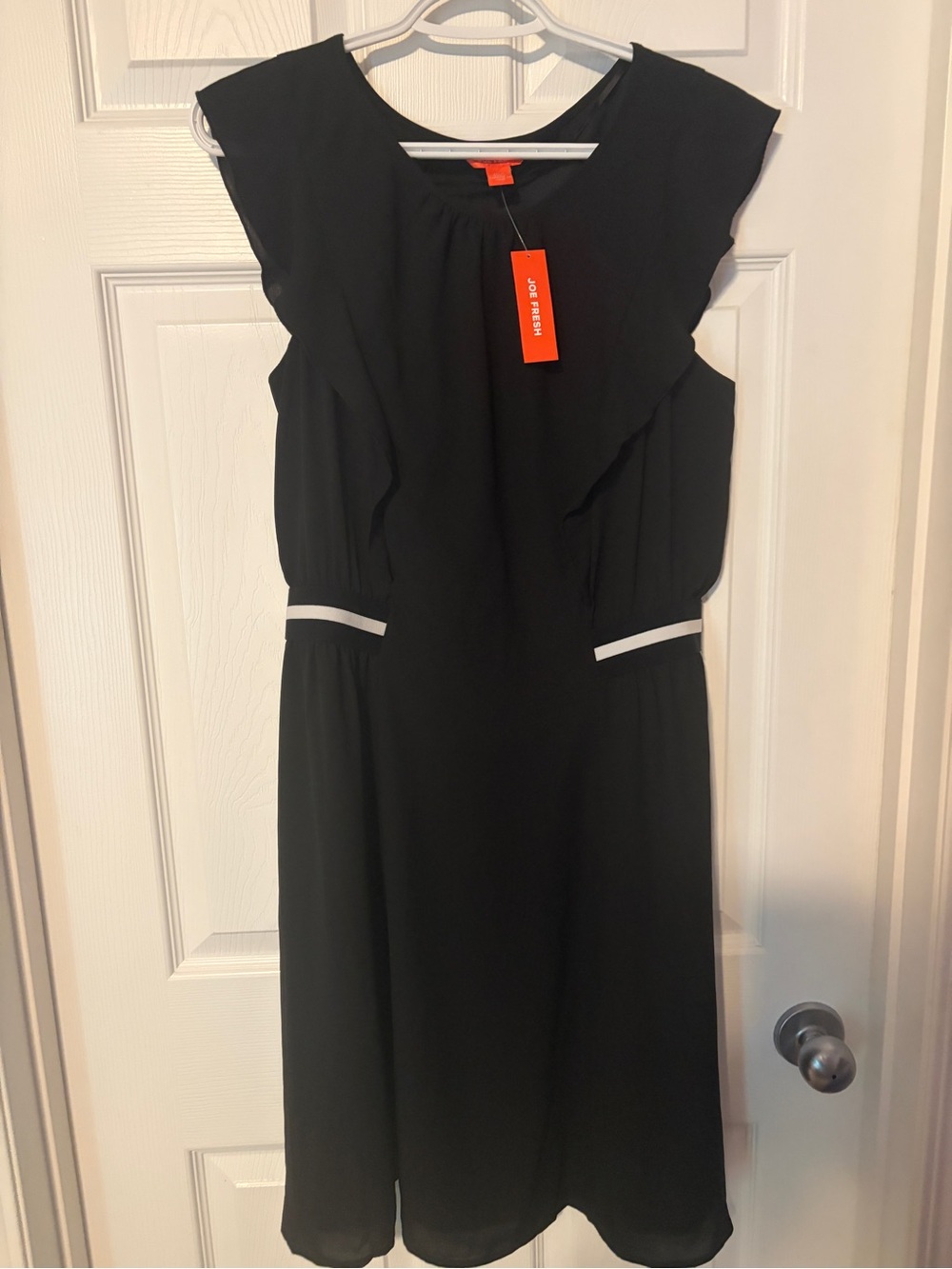 Joe Fresh Black Midi Dress with White Trim